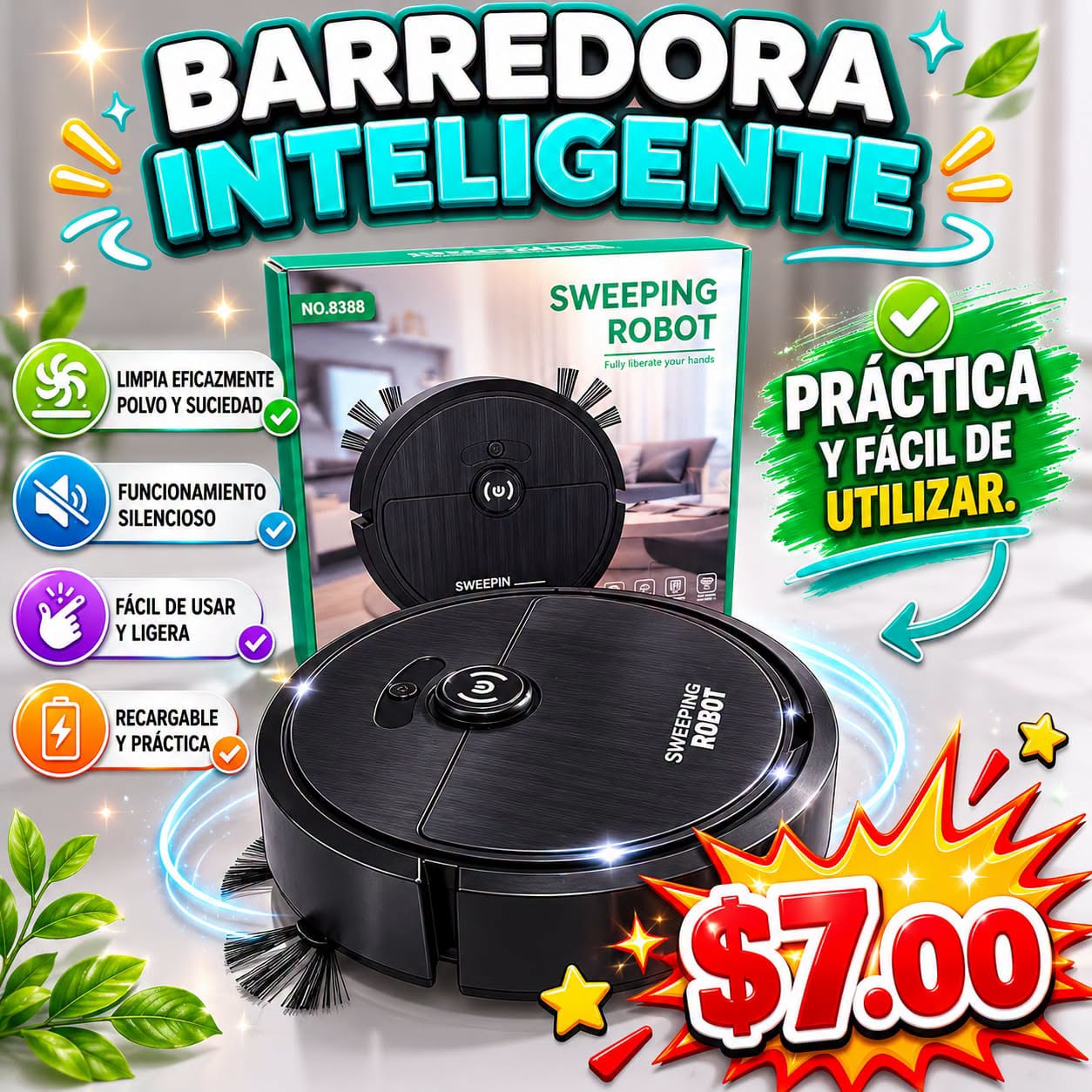 Fotografía real de Barredora inteligente recargable