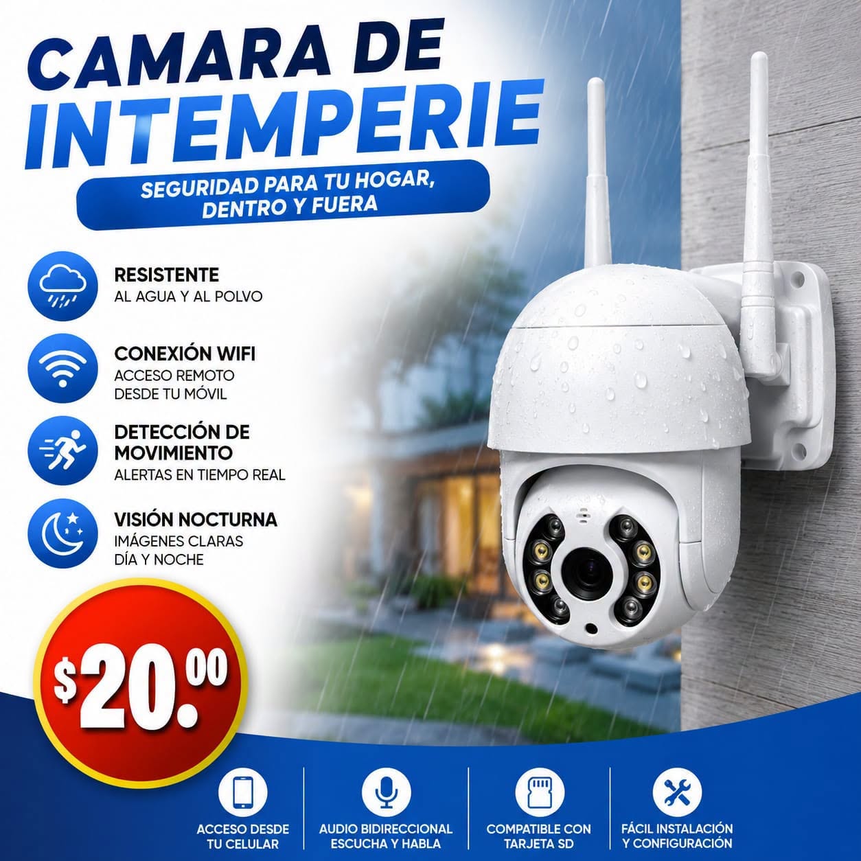Fotografía real de Cámara de intemperie Wi-Fi