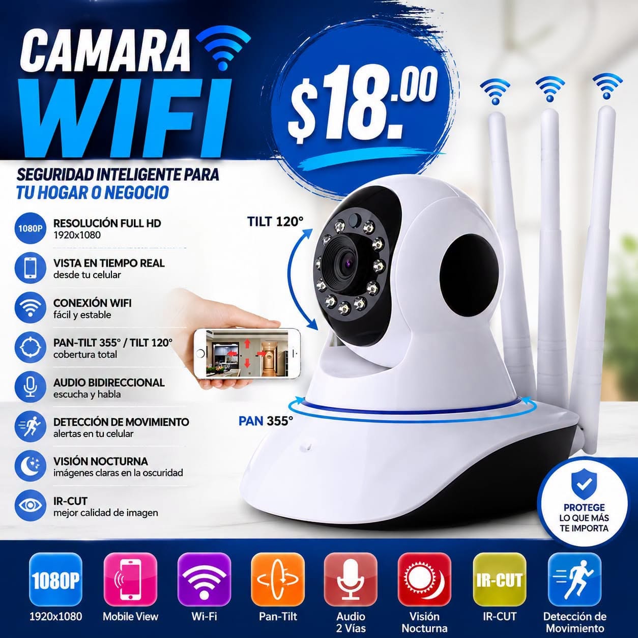 Fotografía real de Cámara Wi-Fi Full HD