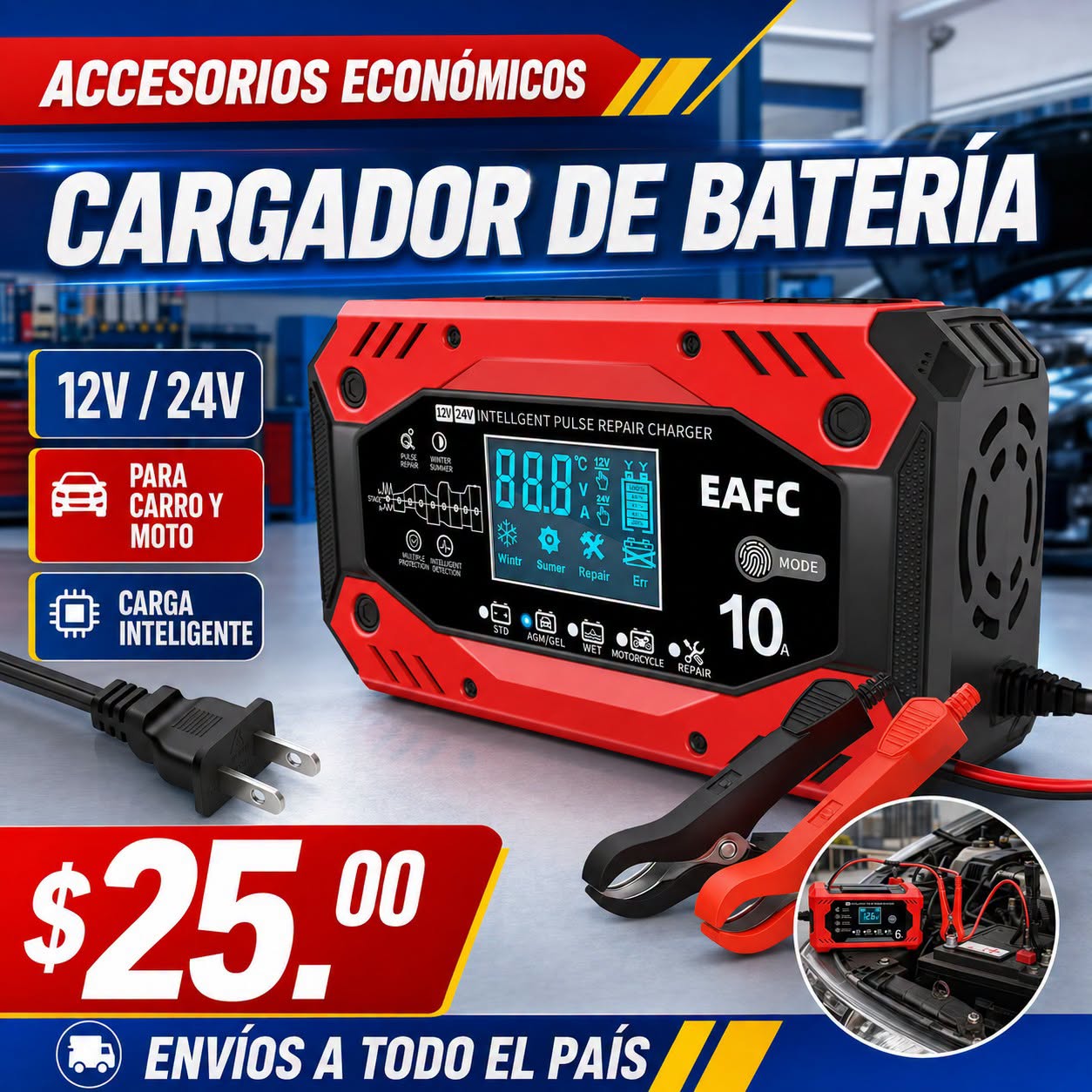 Fotografía real de Cargador de batería 12V/24V