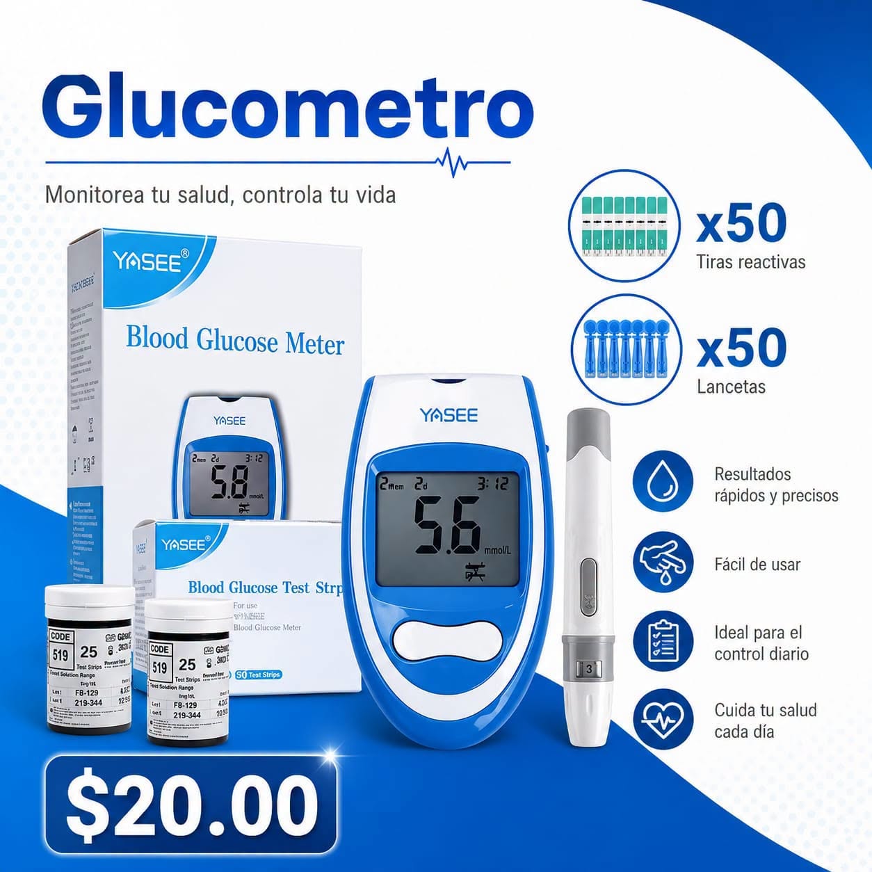 Fotografía real de Glucómetro