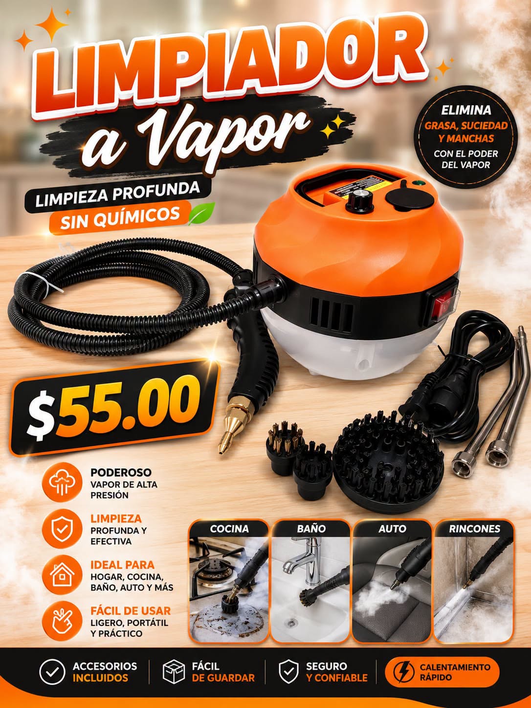 Fotografía real de Limpiador a vapor