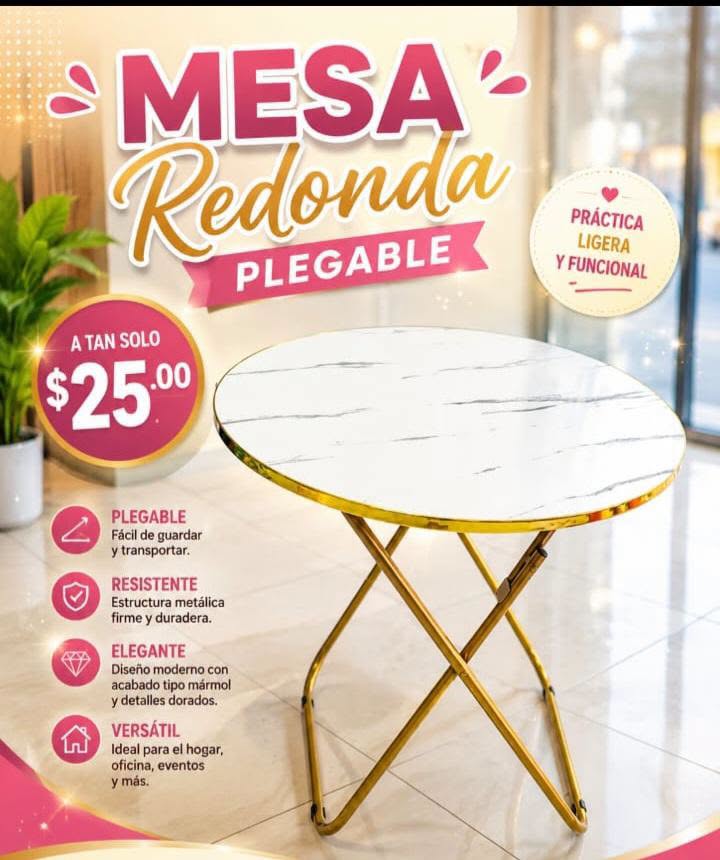Fotografía real de Mesa redonda plegable