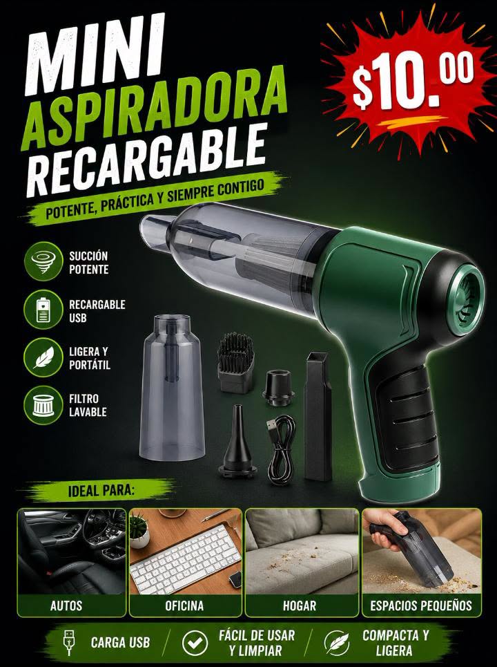 Fotografía real de Mini aspiradora recargable
