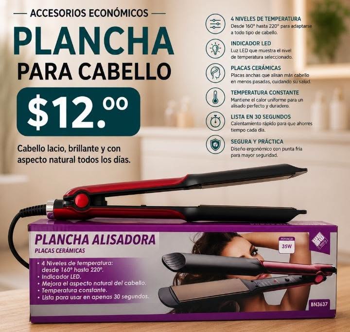 Fotografía real de Plancha para cabello · placas cerámicas