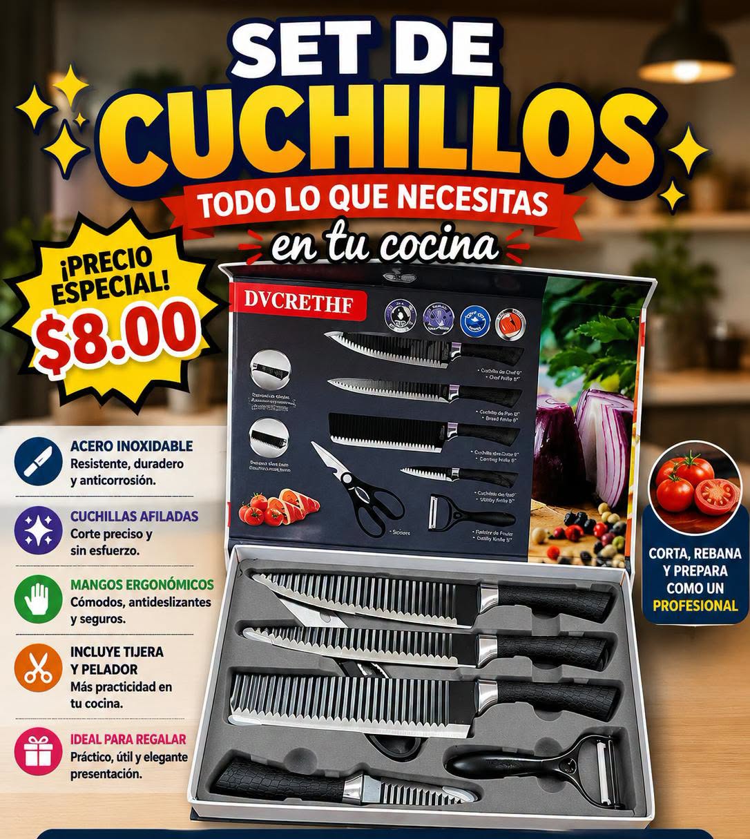Fotografía real de Set de cuchillos para cocina