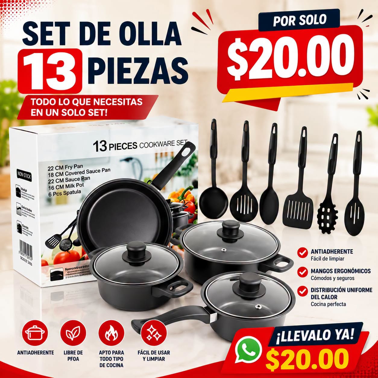 Fotografía real de Set de ollas · 13 piezas