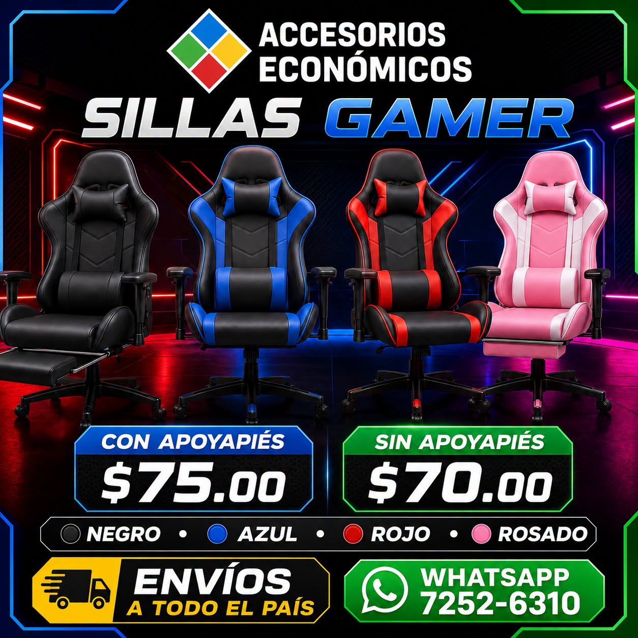 Fotografía real de Silla gamer · con apoyapiés