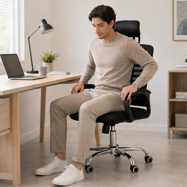 Postura de trabajo: demostración ilustrativa de Silla ergonómica